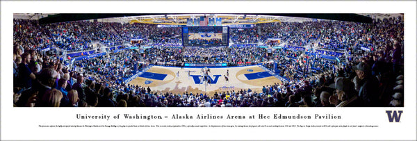 Washington Huskies Basketball "Pavilion Game Night" Panoramic Poster Print - Blakeway