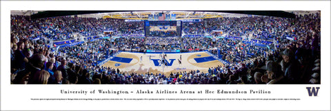 Washington Huskies Basketball "Pavilion Game Night" Panoramic Poster Print - Blakeway