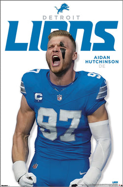 Aidan Hutchinson "Victory Roar" Detroit Lions NFL Football Poster - Costacos 2025