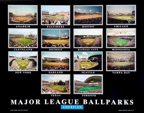 Major League Ballparks, American League (14 Baseball Stadiums circa 2004) 22x28 Poster Print - Aerial Views Inc.
