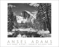Ansel Adams "Half Dome, Winter, Yosemite" (1938) Classic Black-and-White Photography Poster Print - Little, Brown & Co. 2000