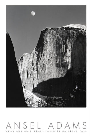Ansel Adams "Moon and Half Dome, Yosemite" (1927) Classic Black-and-White Photography Poster Print - Little, Brown & Co. 1997