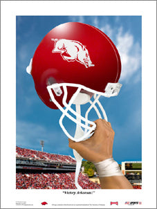 Arkansas Razorbacks "Victory" Football Art Print - USA Sports Inc.