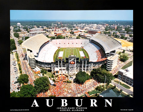 Auburn Tigers Football Jordan-Hare Stadium Gameday Aerlai Premium Poster Print - Aerial Views