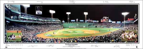 Boston Red Sox Fenway Park 2004 World Series "Un-Four-Gettable" Panoramic Poster Print w/9 Facsimile Signatures - Everlasting