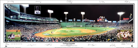 Boston Red Sox Fenway Park 2004 World Series "Un-Four-Gettable" Panoramic Poster Print w/9 Facsimile Signatures - Everlasting