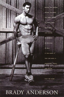 Brady Anderson "Play the Game" Baltimore Orioles Vintage Black-and-White Poster - Over the Wall 1997