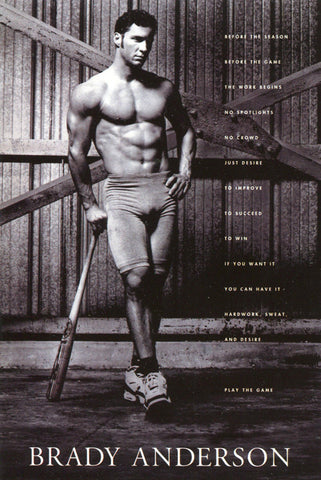 Brady Anderson "Play the Game" Baltimore Orioles Vintage Black-and-White Poster - Over the Wall 1997