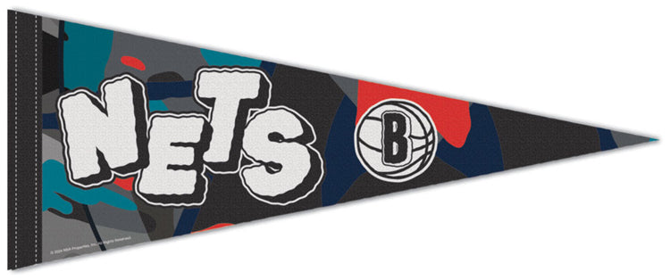 brooklyn throw fish nets store Brooklyn Nets 2023-24 NBA City Edition Premium Felt Pennant