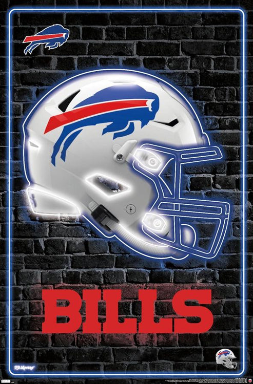 Buffalo Bills Official NFL Football Team Logo, Helmet and Script Poste – Sports Poster Warehouse