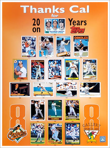 Cal Ripken Jr. "20 Years on Topps" Baltimore Orioles Baseball Card Classics POSTER - Gallery of Sports Art 2001