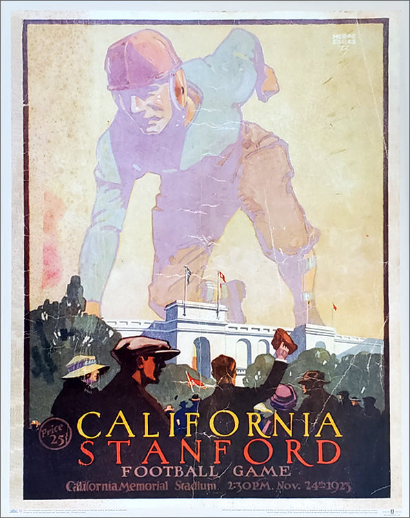 Cal vs. Stanford "Big Game 1923" Vintage Program Cover Reprint Poster