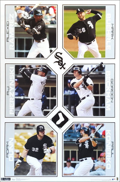 Chicago White Sox "6-Stars" MLB Action Poster (Ramirez, Buehrle, Konerko, AJ, Dunn, Beckham) - Costacos 2011