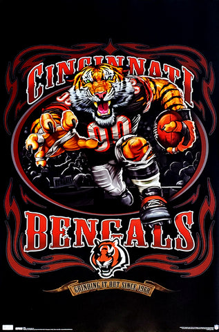 Cincinnati Bengals "Grinding it Out Since 1968" NFL Theme Art Poster - Costacos/Liquid Blue