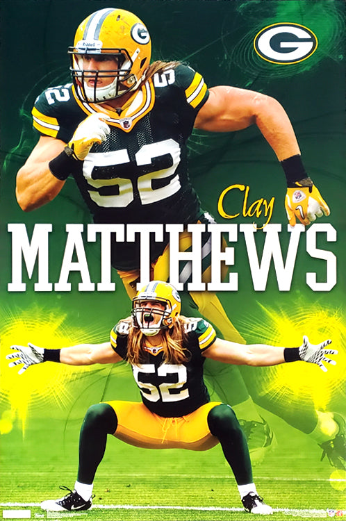 Clay Matthews Power Green Bay Packers NFL Poster - Costacos