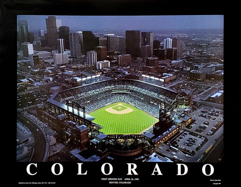 Colorado Rockies Coors Field First Opening Day (April 26, 1995) Poster - Aerial Views by Mike Smith