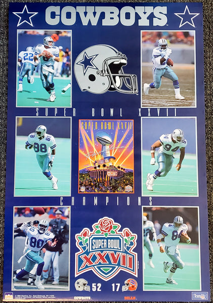 Dallas Cowboys Super Bowl XXVII Champions 6-Player Commemorative Poster - Starline 1993