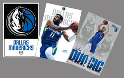 COMBO: Dallas Mavericks NBA Basketball 3-Poster Set (Luka Doncic, Kyrie Irving, Logo Posters)