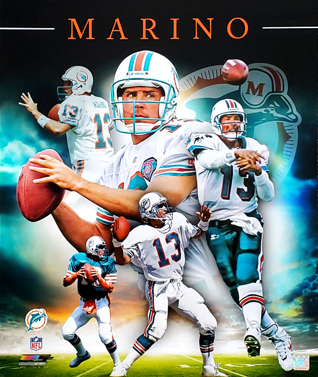 Dan Marino Autographed Teal Miami Jersey - Beautifully Matted and