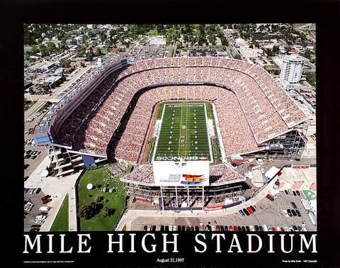 Denver Broncos Mile High Stadium Classic Premium 22x28 Poster Print - Aerial Views 1997