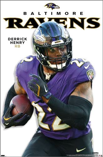 Derrick Henry "Running Machine" Baltimore Ravens NFL Action Wall Poster - Costacos 2025