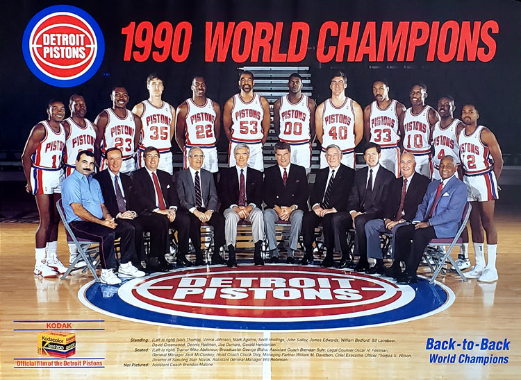 1989/90 Detroit Pistons Back 2 Back NBA Champions Sports