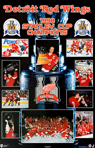 Detroit Red Wings "Back-2-Back" Stanley Cup Champions 1997-98 Poster - Norman James Corp.