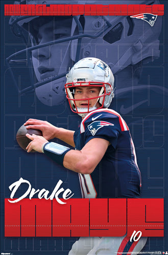 Drake Maye "Superstar" New England Patriots QB Official NFL Football Wall Poster - Costacos 2025