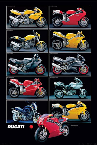 Ducati Motorcycles 11-Model Collage Poster - Nuova