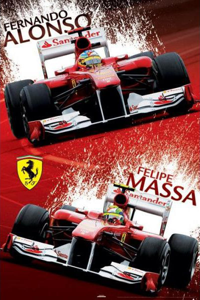 Ferrari Formula 1 Racing (2010-13) Fernando Alonso and Felipe Massa Poster - Pyramid International