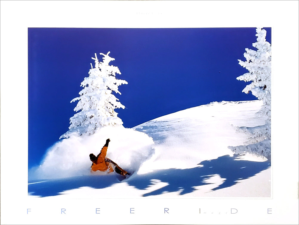 Photo & Art Print Freeride skiier riding in deep powder snow