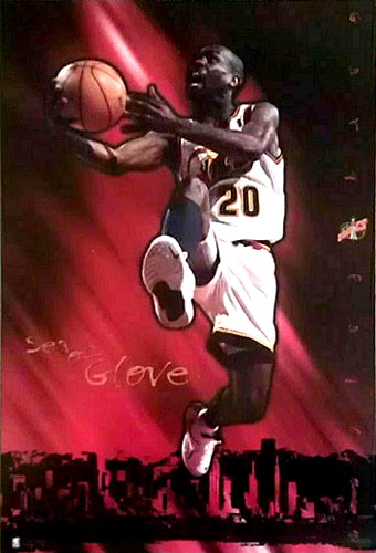 Gary Payton "Sea of Glove" Seattle Supersonics NBA Action Poster - Costacos 1996