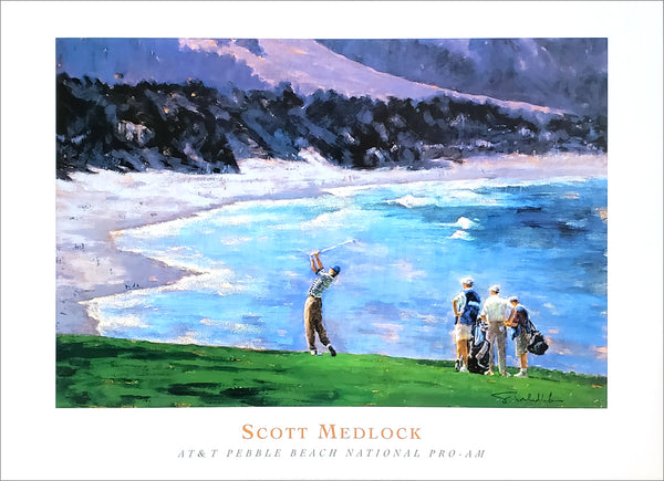 Classic Golf Art "Pebble Beach National Pro-Am" by Scott Medlock Premium Poster Print - McGaw 2002