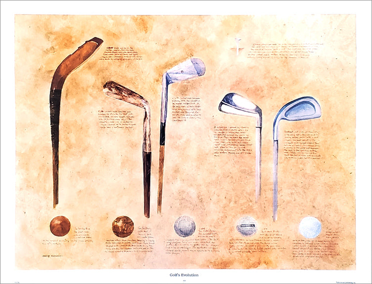 Golf's Evolution Classic Clubs and Balls Art Poster Print by David Nic –  Sports Poster Warehouse