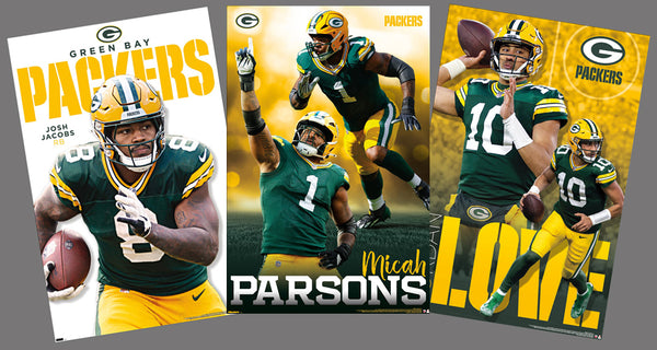 COMBO: Green Bay Packers 3-Poster ACTION Combo (Jordan Love, Josh Jacobs, Micah Parsons Posters)