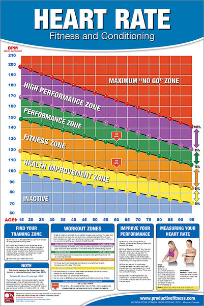 Fitness Heart Rate Professional Fitness Wall Chart Poster - Productive Fitness Corp.