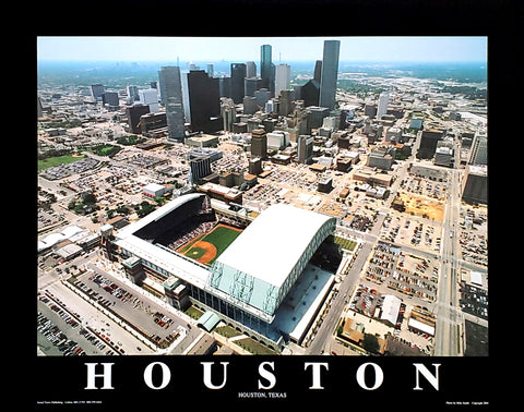 Houston Astros Stadium and Skyline Aerial View 22x28 Poster Print - Aerial Views 2001