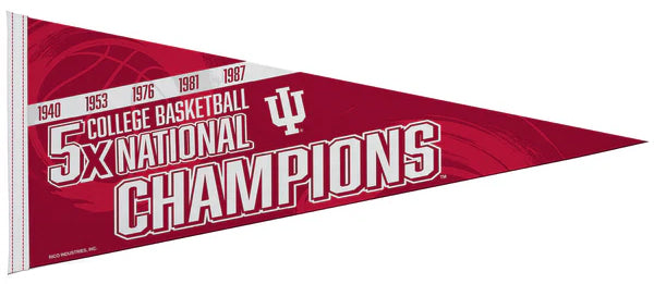 Indiana Hoosiers Basketball 5-Time NCAA National Champions Felt Pennant - Rico Inc.