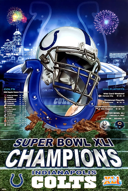 Commemorative Super Bowl XLI Score Card With Patch: Colts vs