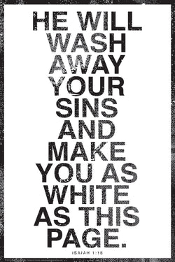 He Will Wash Away Your Sins (Isaiah 1:18) Biblical Inspirational Poster - Slingshot