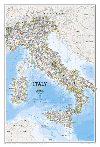 Map of ITALY National Geographic Classic Edition 23x34 Wall Map Poster - NG Maps