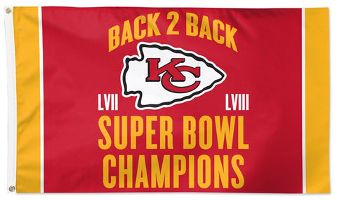 Kansas City Chiefs SUPER BOWL LVIII (2024) CHAMPIONS Deluxe-Edition 3'x5' FLAG - Wincraft