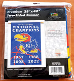 Kansas Jayhawks Basketball 4-Time NCAA National Champions Premium 28x40 Banner Flag - BSI