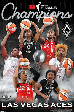 Las Vegas Aces 2025 WNBA Champions Official 6-Player Commemorative Wall Poster - Costacos Sports
