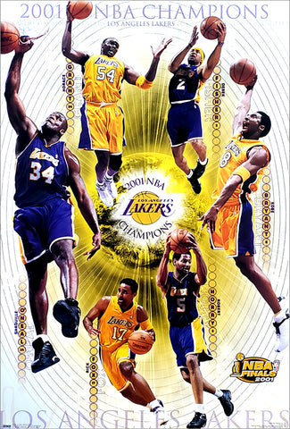 Los Angeles Lakers 2001 NBA Champions 6-Player Commemorative Poster - Costacos Sports