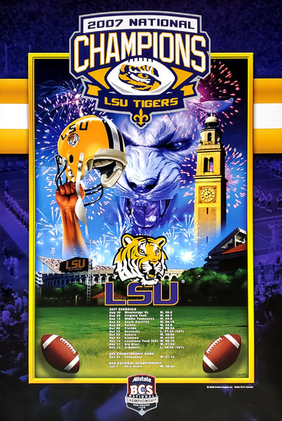 LSU Tigers Football 2007 National Champions Commemorative Poster - Action Images Inc.