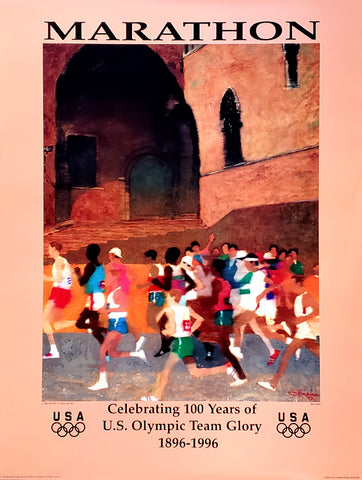 Olympic Marathon Running Poster Print by Mark English (USOC 100 Years) - Fine Art Ltd.