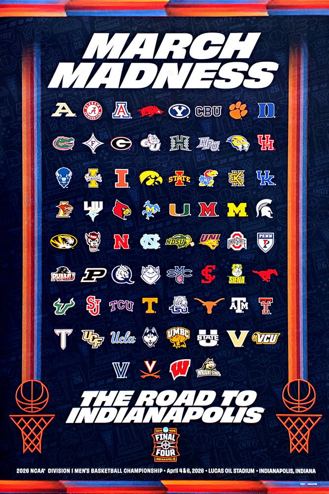 NCAA March Madness 2026 Men's Basketball Championships Official Poster  (68-Team Tournament Field)