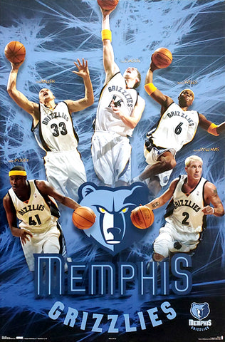 Memphis Grizzlies "Five Stars" NBA Basketball Action Poster - Costacos 2005