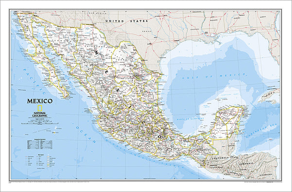 Map of MEXICO National Geographic Classic Edition 23x35 Wall Map Poster - NG Maps